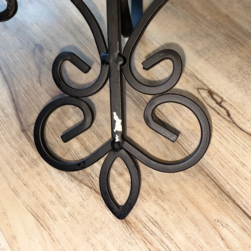 Black Wrought Iron Fleur De Lis Cross Wall Sconce Pillar Candle Holder 19in - Picture 15 of 16
